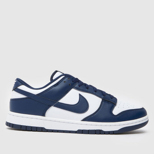 Dunk Low in White & Navy