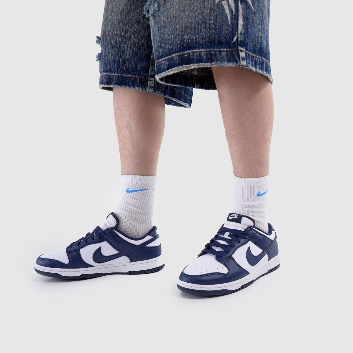 Dunk Low in White & Navy